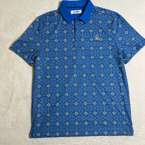 Original Penguin Martini Palm Tree Golf Polo Shirt Mens Medium Blue Performance